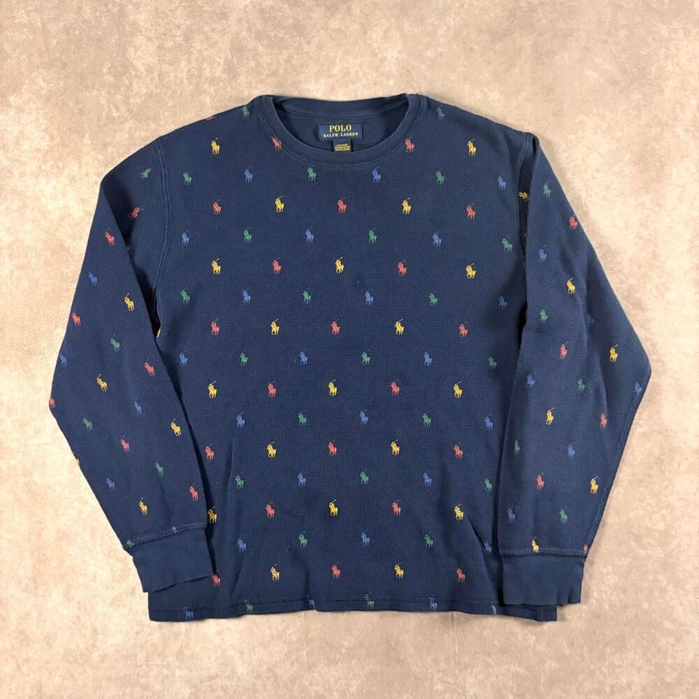 polo ralph lauren aop pony waffle knit thermal